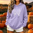 thumbnail image 2 of Craaazy Halloween Graphic Womens Hooded Sweatshirt Solid Color Long Sleeve Tops Multi Pattern Pumpkin Halloween Print Loose Pullover Fall Holiday Hoodie Tops, 2 of 6