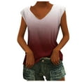 thumbnail image 2 of Babysbule Women's Short Sleeve V Neck Tops Summer Gradient Printed Loose Womens Tops, 2 of 4