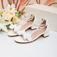 thumbnail image 2 of JAJAHO Girls Princess Dress Shoes Bow Low Heel Sandals Open Toe Hook And Loop Party Wedding Footwear For Little/Big Kids Stylish Shoes, 2 of 7