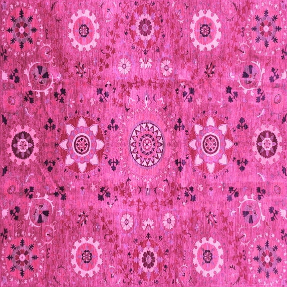 Ahgly Company Indoor Square Abstract Pink Modern Area Rugs, 3' Square
