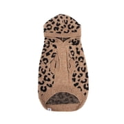 Oodles Fall Multi-Colored Leopard Print Hooded Dog Sweater, Medium
