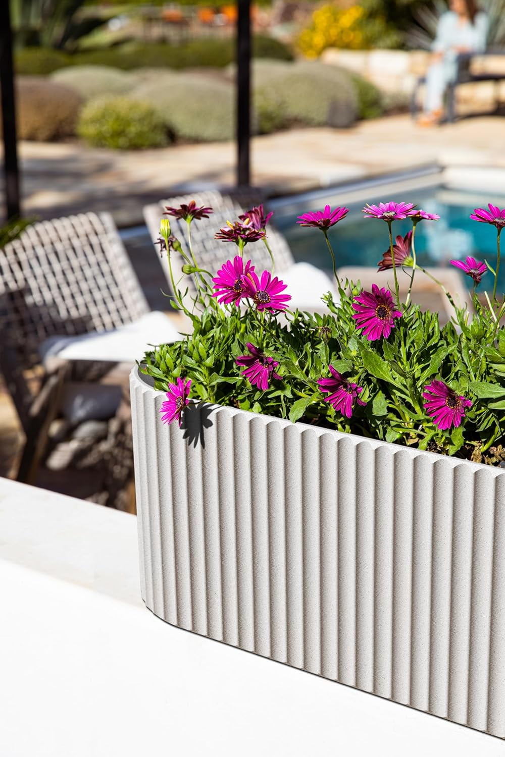 FeGeMax  Demi Series Window Box Planter - Long Planter Box for Windowsill/Balcony | Durable Plastic-Stone Composite Material | Modern Décor for Flowers/Herbs