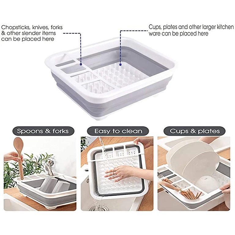 Creative Home Heavy Gauge Kitchen Folding Dish Rack Dish Drainer Rack,  Dishes, Cups, Plates Organizer 80007 - The Home Depot