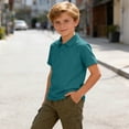 thumbnail image 6 of Tsesme 3 Pack Boys Button Short Sleeve Shirts, Kids Basic Collared Uniform Tops, Breathable Casual Back to School Tops 4T, 6 of 9