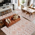 thumbnail image 5 of 4x6Ft Area Rugs Orange Boho Non-Skid Rubber Backing Large Rectangle Rugs - Living Room Bedroom Home Office, Vintage Southwestern Ethnic Mexican Floral Indoor Floor Mat Carpets Washable Rug, 5 of 9