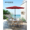 thumbnail image 1 of Sombrilla para Patio, Sombrilla de Mesa de Exterior de 2,75m, con 8 costillas, UPF 50+, Inclinación Doble de 30°, Base no Incluida, para Patio, Jardín, Piscina, Rojo, 1 of 5
