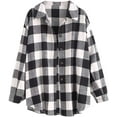 thumbnail image 1 of Women's Plaid Long Sleeve Button Down Wool Blend Shirt Jacket Blouse, 1 of 5