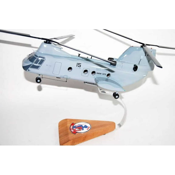 HMM-365 Blue Knights CH-46 Model, 1/38 (14") Scale, Mahogany, Phrog