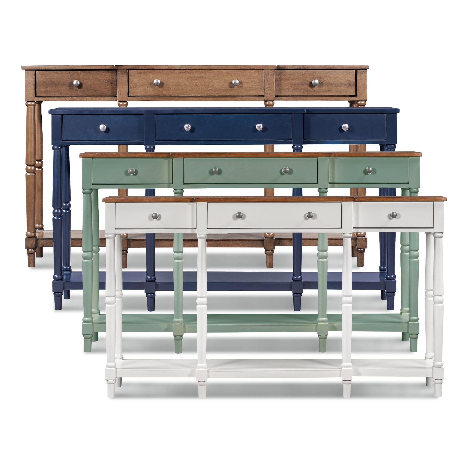Lowestbest Modern Console Table, Solid Wood Entryway Hall Table with Storage Shelf and Drawer (White+Brown) Lowestbest Modern Console Table, Solid Wood Entryway Hall Table with Storage Shelf and Drawer (White+Brown)