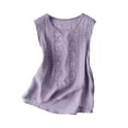 thumbnail image 7 of WCJM Summer Crop Top Women Plain Pink Casual Cropped Tops Purple Tank Top Women's Tanks & Camis Women's Fashionable Casual Solid Color Pleated Cotton and Linen Top Sleeveless Shirt and Vest, 7 of 7