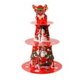 thumbnail image 2 of Horivan Christmas Cupcake Stand 3 Tier Dessert Tower Display with Food Safe BOPP Coating Sturdy Cardboard for Holiday Party Wedding Birthday Decoration Centerpiece, 2 of 6