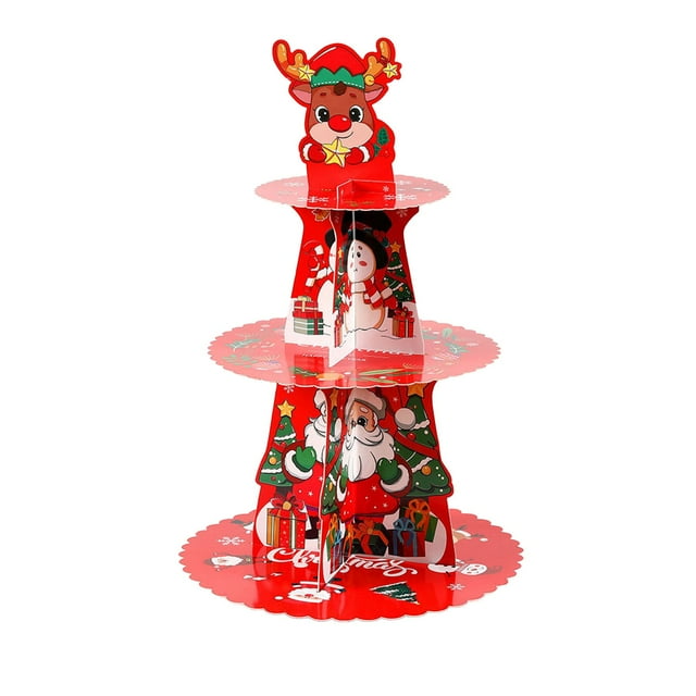 Christmas Party Decorations Cupcake Stand 3-Tier Cardboard