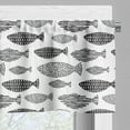 thumbnail image 5 of Ambesonne Fish Valance & Curtain, Sea Animals Black White, 55"x36", Black White, 5 of 6