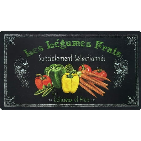 J&V TEXTILES Oversized 20 x36  Feel at Ease Anti-Fatigue Kitchen Mat Les Legumes