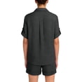 thumbnail image 4 of Short Sets For Women 2 Piece Summer Short Sleeve Shirt and Shorts Fashion Set Vacation Beach Outfits Dark Gray XL, 4 of 7