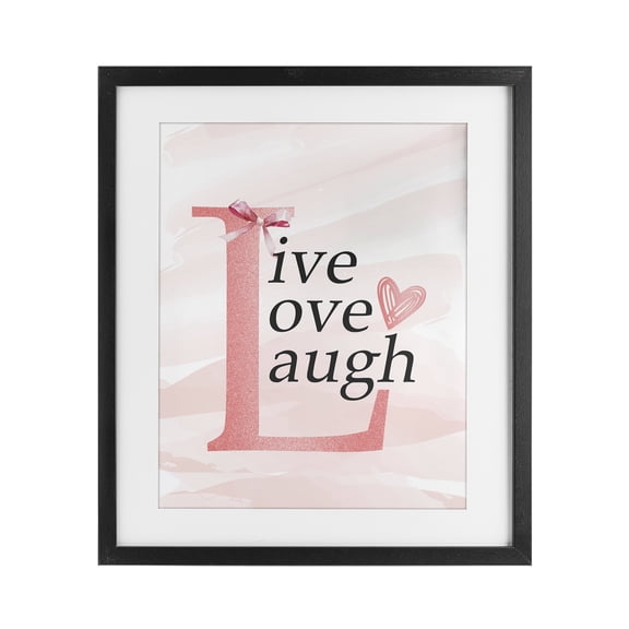 Live Love Laugh Pastel Black Framed Print Under Glass, design by Kim Allen