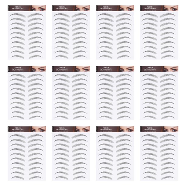 EeaseMX 12 hojas de pegatinas para tatuajes de cejas, transferencias de cejas, pegatinas para dar forma