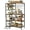 Rustic Brown, variant on L-Shaped Bakers Rack with Power Outlet, 6-Tier Microwave Stand with Open Storage, Coffee Bar with Hooks, Mesh Grid, Kitchen Shelf with Wire Basket, Rustic Brown
