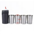 thumbnail image 1 of OUSITAID 4 Pcs Tasse de Camping en Acier Inoxydable avec Couvercle Tasse à Café Thé Bière avec Étui, 1 of 6
