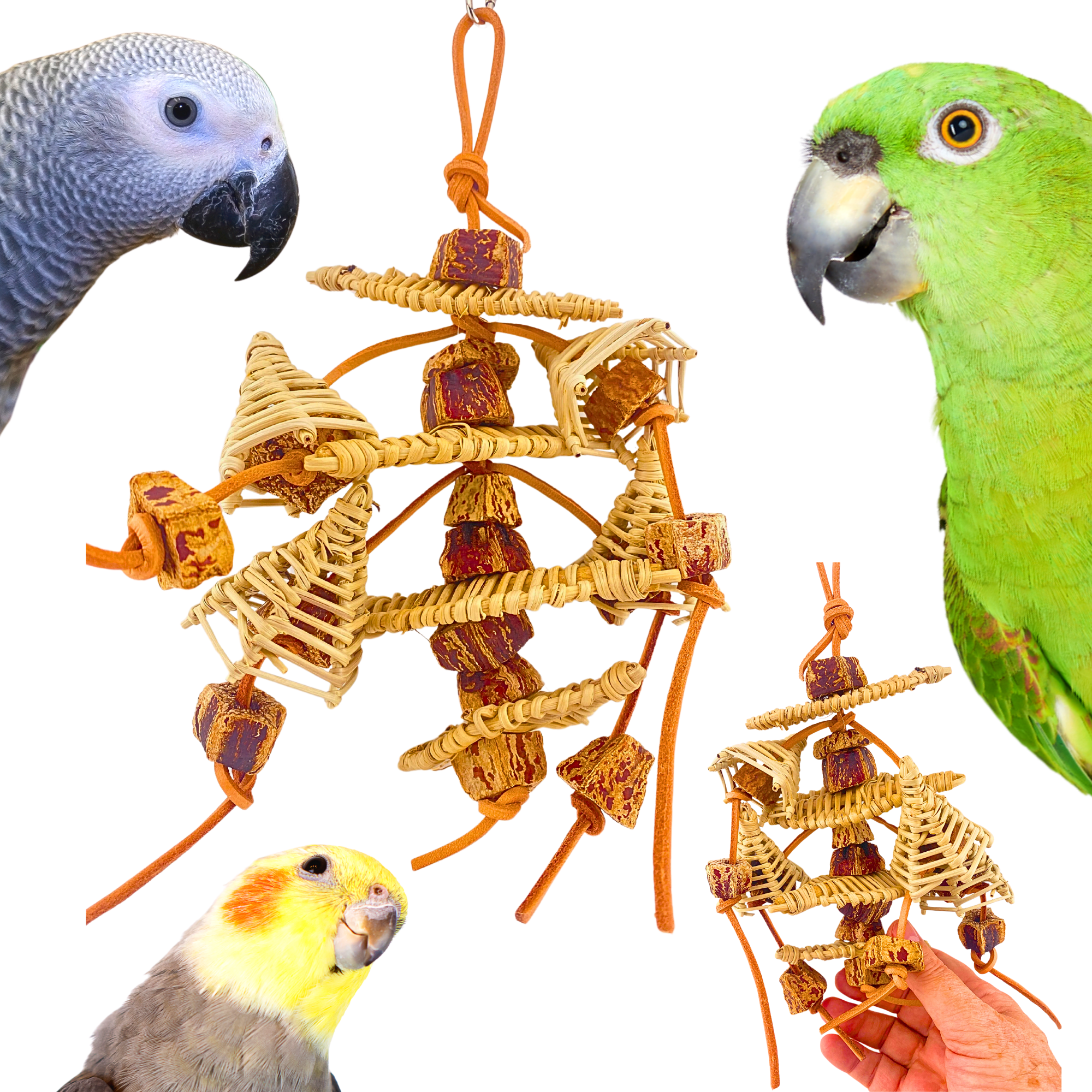 Bonka Bird Toys 1145 Mahogany Jumble Vine Leather Small Medium Parrot Cage Chew