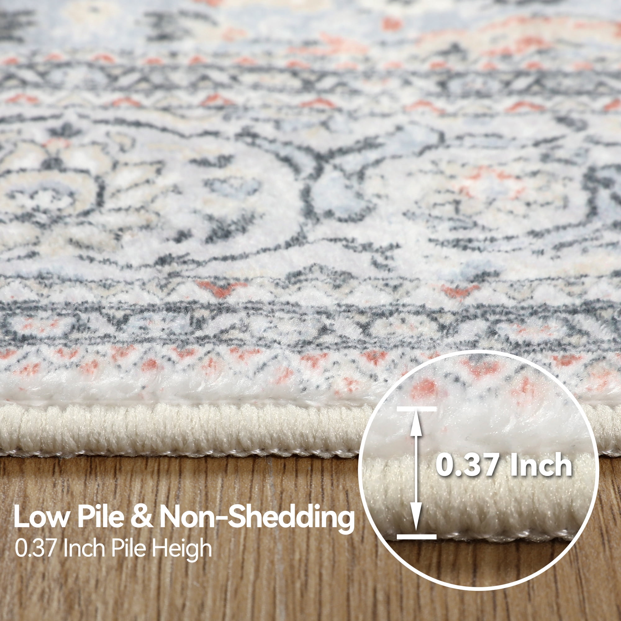 Lalado 5ft x 8ft Area Rugs for Living Room Washable Rugs Boho Floral Carpet Soft Low Pile Non-Slip Rug for Bedroom Dining Room Indoor Vintage Home Decor, Blue