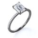 thumbnail image 3 of JeenMata Anillo de Compromiso Solitario de Talla Esmeralda de 1,75 Quilates en Oro Negro de 18 K sobre Plata, 3 of 5