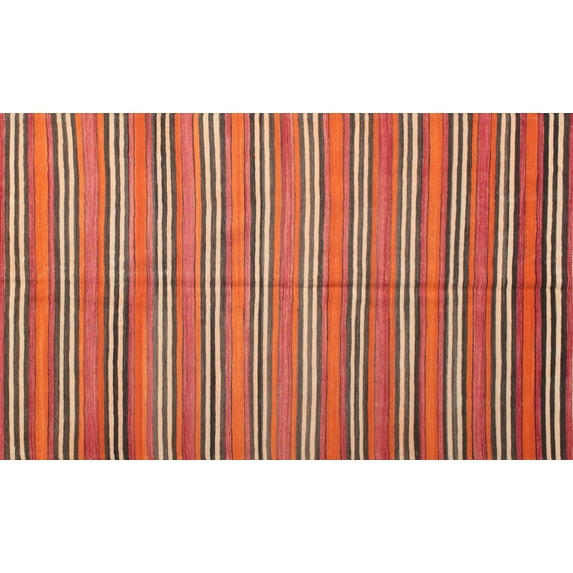 Ahgly Company Indoor Rectangle Contemporary Orange Brown Oriental Area Rugs, 8' x 12'