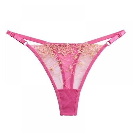 

Women s Lace Floral Embroidery Mesh Transparent G-string Soft Breathable Waist Adjustable Exotic Underpant Low-Rise Briefs(1-Packs)