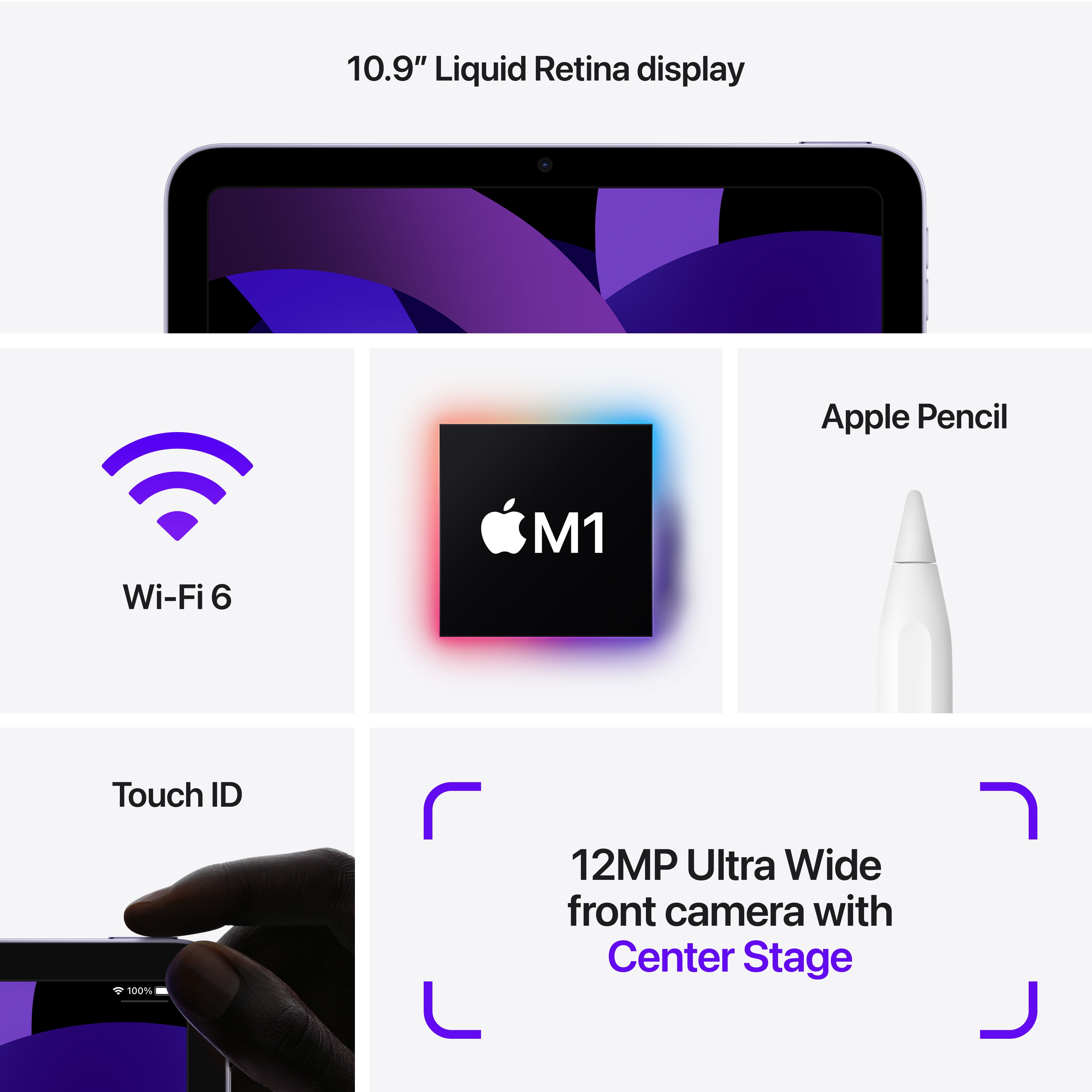 Apple 10.9-inch iPad Air (2022) Wi-Fi 64GB - Purple