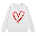 thumbnail image 3 of GiLiling Girls Preppy Heart Sweatshirt, Cute Oversized Pullover, Kids Valentine's Day Graphic Crewneck Athletic Sweater with Pocket (White, 3-4 Years), 3 of 5