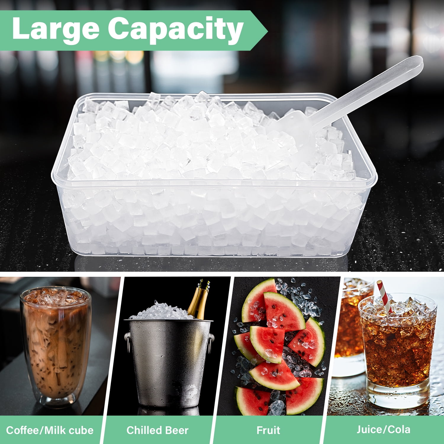 Mini Ice Cube Tray with Lid and Bin: TINANA 117×4 PCS Small Ice Trays for Freezer - Easy Release Nugget Ice Tray with Lid - Green