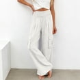 thumbnail image 5 of Pxxlle Cargo Pants for Women Elastic Waisted Palazzo Pant Casual Wide Leg Trousers for Hiking Outdoor White XL, 5 of 8