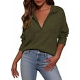 thumbnail image 4 of PRETTYGARDEN Women's Fall Quarter Zip Pullover Sweaters Dressy Casual Long Sleeve V Neck Collared Knit Jumper Tops, 4 of 7