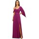 thumbnail image 1 of Vestidos de dama de honor con tirantes finos personalizados, volantes y hombros descubiertos, vestidos de noche formales largos de gasa fruncidos con abertura lateral, 1 of 5