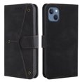 thumbnail image 1 of PU Leather Wallet Case for iPhone 14 Plus, Detachable Wrist Hand Strap Magnetic Clasp Flip Folio Cover with Card Slots Cash Holder Kickstand Soft Silicone Shockproof Anti-Scratches Case,Black, 1 of 8