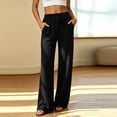 thumbnail image 6 of Iyufng Ribbed Knit Wide Leg Pants for Women Elastic Drawstring High Waist Womens Comfy Casual Lounge Pants with Pockets, 6 of 8
