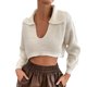 thumbnail image 1 of Gibobby Sueter para mujer invierno Suéter de cuello con ombligo en la espalda corta y larga en la de la estación de comercio exterior de otoño e invierno(Blanco,M), 1 of 5