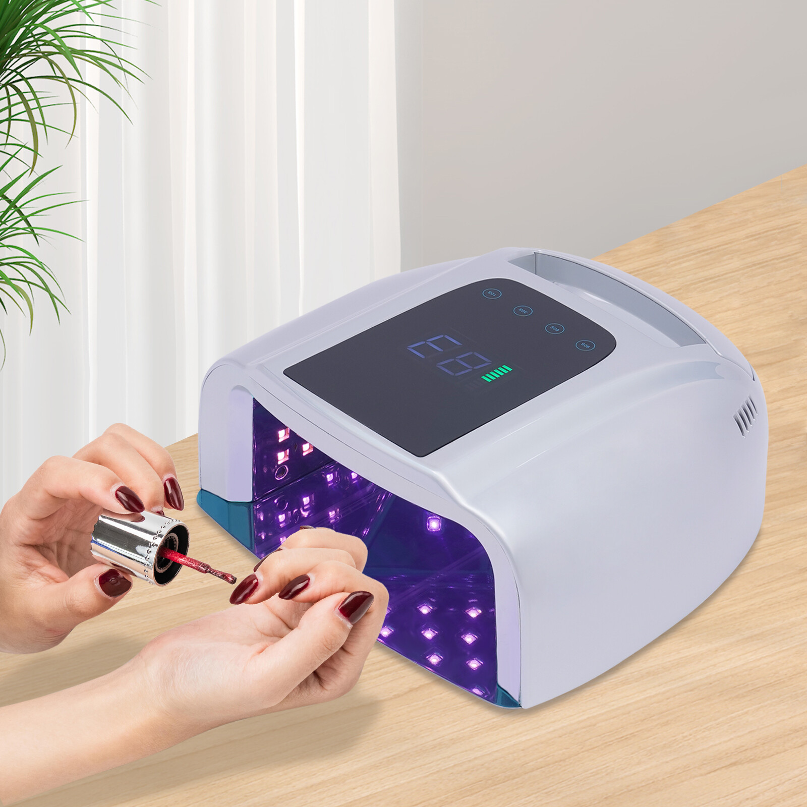 Professional Rechargeable 96W UV LED Portable Cordless UV Light for Nail Lamp Machine with Removable Stainless Steel Bottom (9*8.7*3.8in)