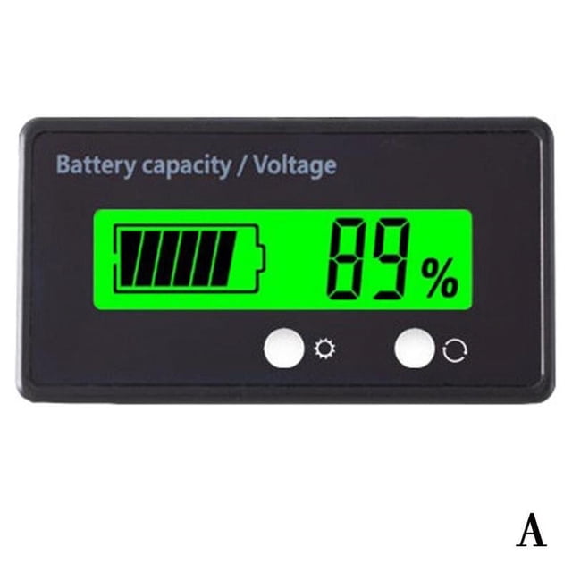 Universal LCD Digital Battery Capacity Indicator & Voltmeter, Voltage Meter Monitor with Green Backlit Screen, Waterproof PVC Film, Buckle Mount