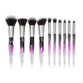 thumbnail image 1 of Juego de 10 brochas de maquillaje con mango de cristal transparente, brochas Kabuki para base de maquillaje, corrector, sombra de ojos, delineador y cejas (morado), 1 of 8