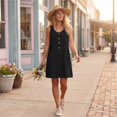thumbnail image 6 of Womens Summer Dress Sleeveless Button Casual Sundresses with Pockets Loose Solid Tank Dresses, 2XL, 6 of 7