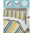 thumbnail image 4 of Blue Yellow Striped Twin Size Down Alternative Comforter, Lightweight Comforter Quilt Bedding Set with Pillow Shams Watercolor Modern Stripes Art All Seasons Bed Comforter Duvet Insert 68"x86", 4 of 7