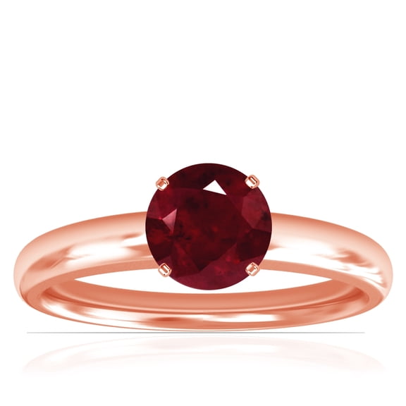 GemsNY July Birthstone - Traditional Round Ruby Solitaire Ring (Grade - AA | 0.65cts.)