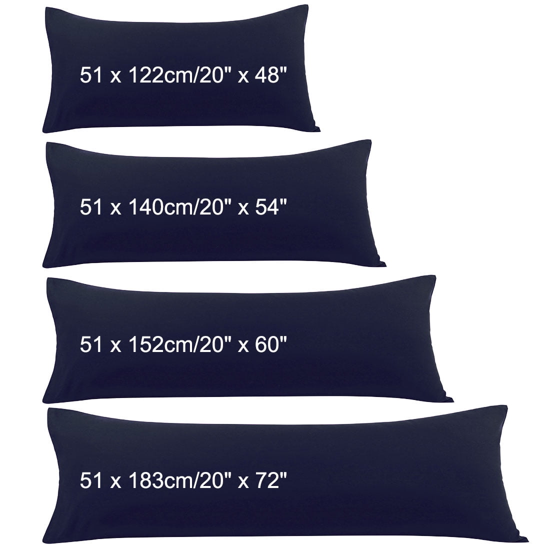 Unique Bargains 2 Packs Microfiber Solid Body Pillow Cover Navy Blue 20" x 48"