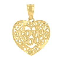 14k Yellow Gold Womens I Love You Heart Pendant Charm for Women