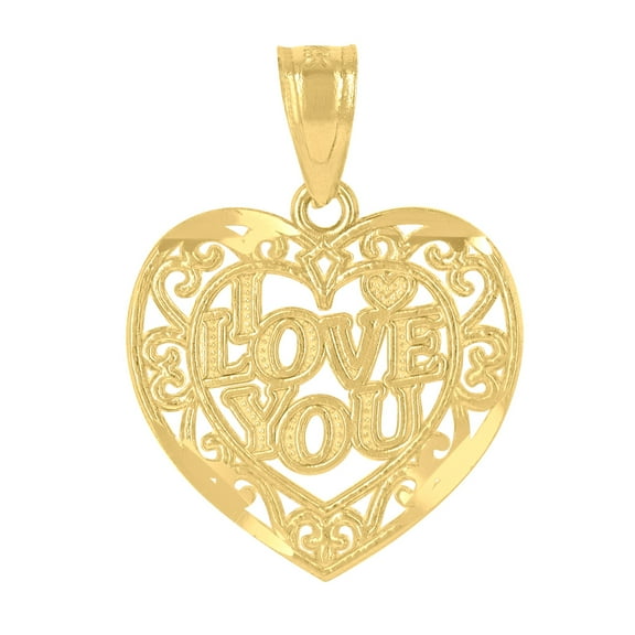 14k Yellow Gold Womens I Love You Heart Pendant Charm for Women