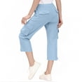 thumbnail image 3 of Posijego Teens Girls Capri Pants High Waisted Multiple Pockets Capris Summer Causal Outdoor Hiking Travel Cropped Pants, 3 of 7