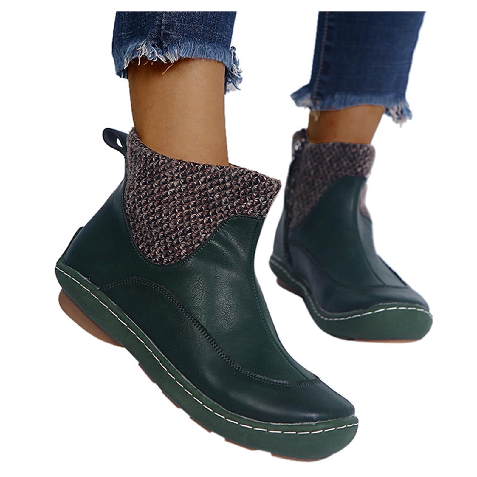 jsaierl Women's Classic Faux Leather Western Booties Cowgirl Boots