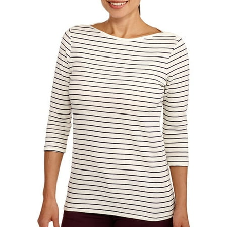 Women's 3/4 Sleeve Boat Neck Tee - Walmart.com