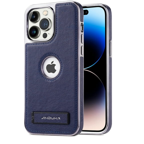 PU Leather Case for iPhone 16e Case, Vintage Drop Protective Slim with Kickstand Shockproof Phone Cases, Built-in Invisible Kickstand Cover Compatible with iPhone 16e, Darkblue